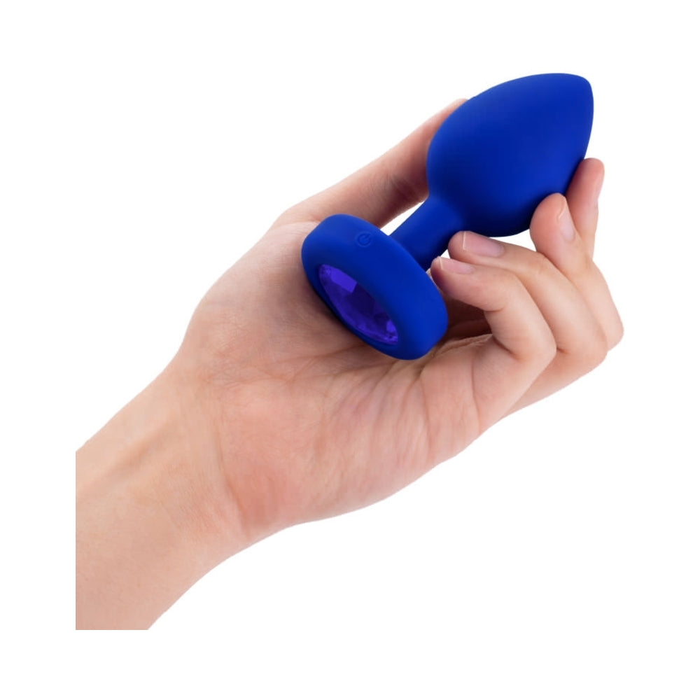 b-Vibe Vibrating Jewel Rechargeable Remote-Controlled Anal Plug with Gem Base Blue Sapphire L/XL - Fantasies Boutique