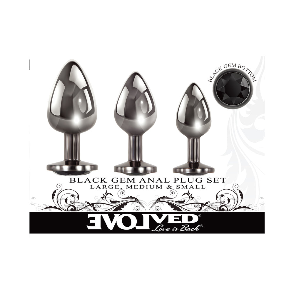 Evolved Black Gem Anal Plug 3-Piece Set - Fantasies Boutique