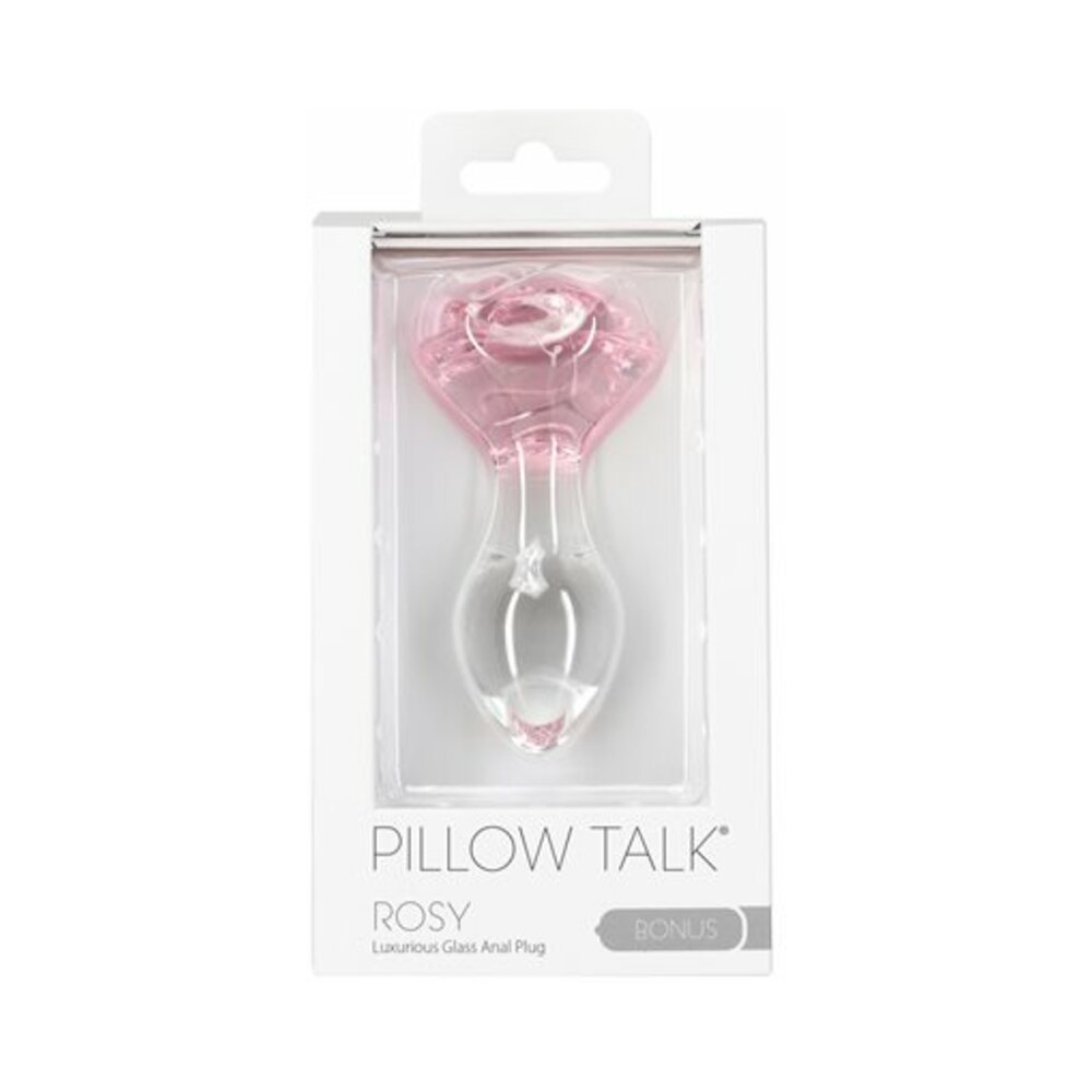 Pillow Talk Rosy Glass Anal Plug with Pink Rose Base - Fantasies Boutique