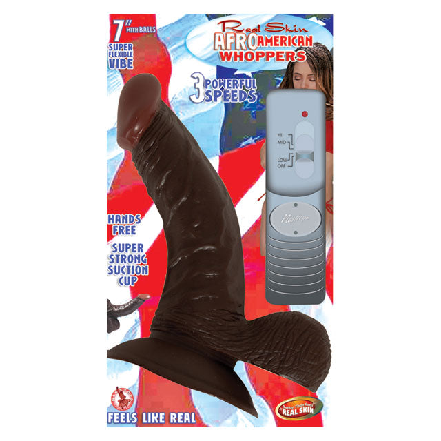 Afro American Whoppers 7in. Vibrating Dong With Balls - Fantasies Boutique