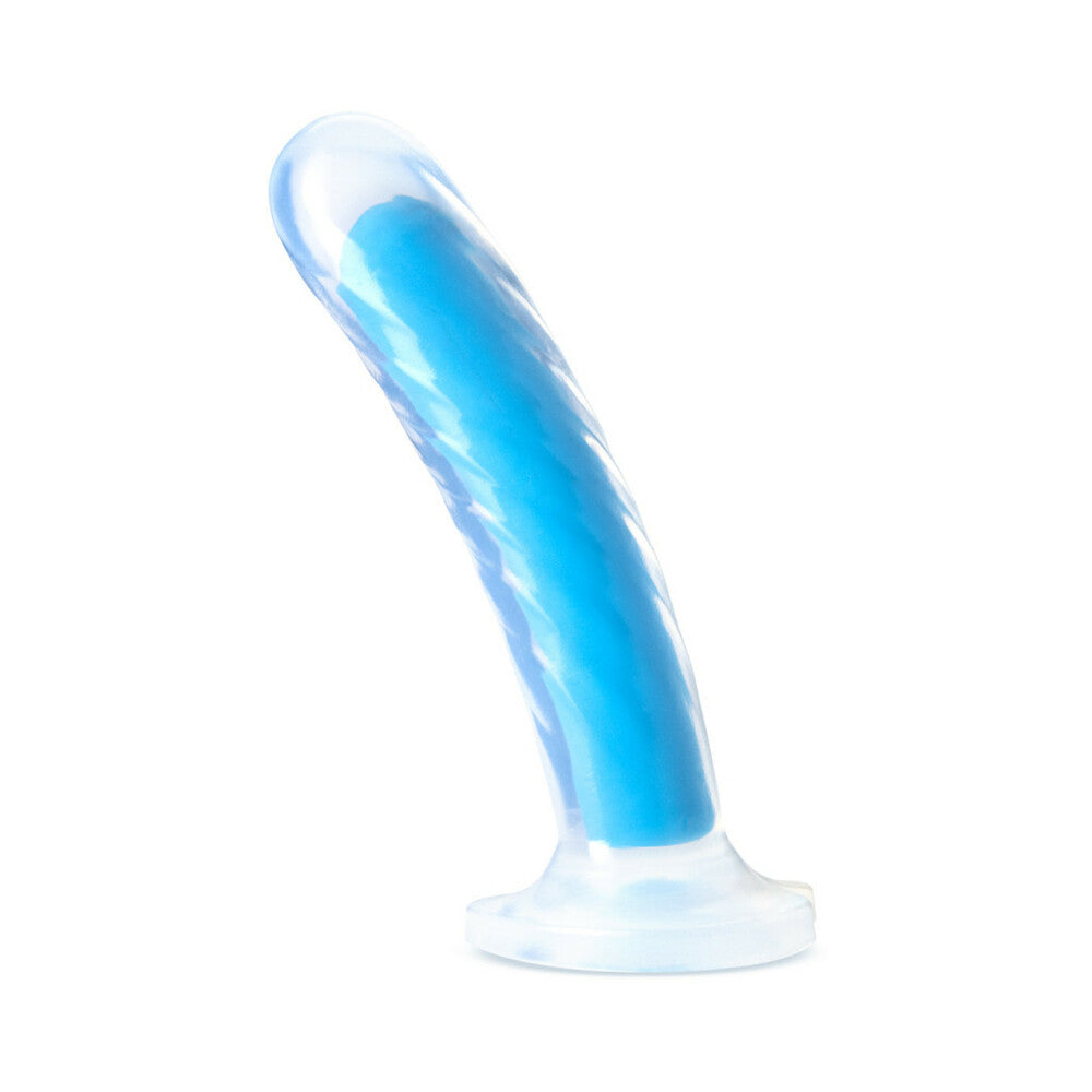 Neo Elite Glow in the Dark Tao 7 in. Dual-Density Dildo Neon Blue - Fantasies Boutique