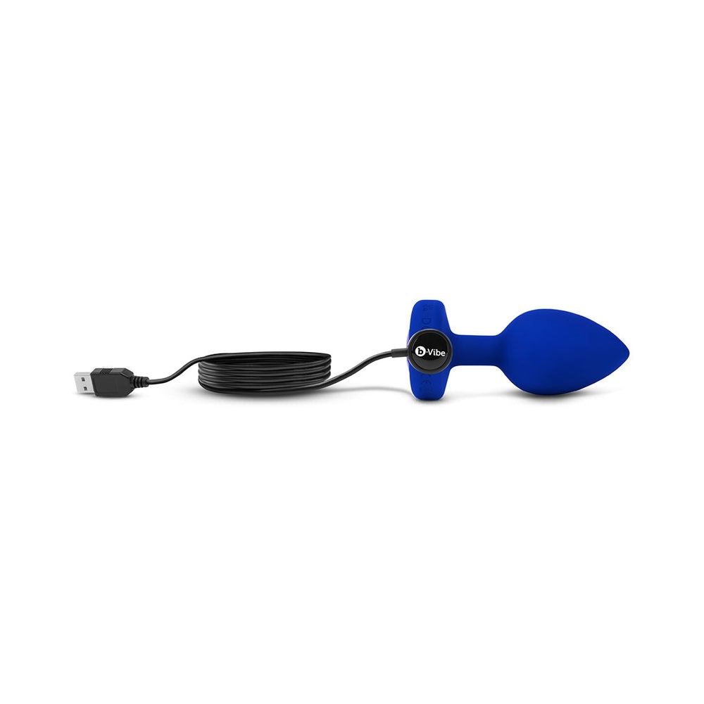 b-Vibe Vibrating Jewel Rechargeable Remote-Controlled Anal Plug with Gem Base Blue Sapphire L/XL - Fantasies Boutique
