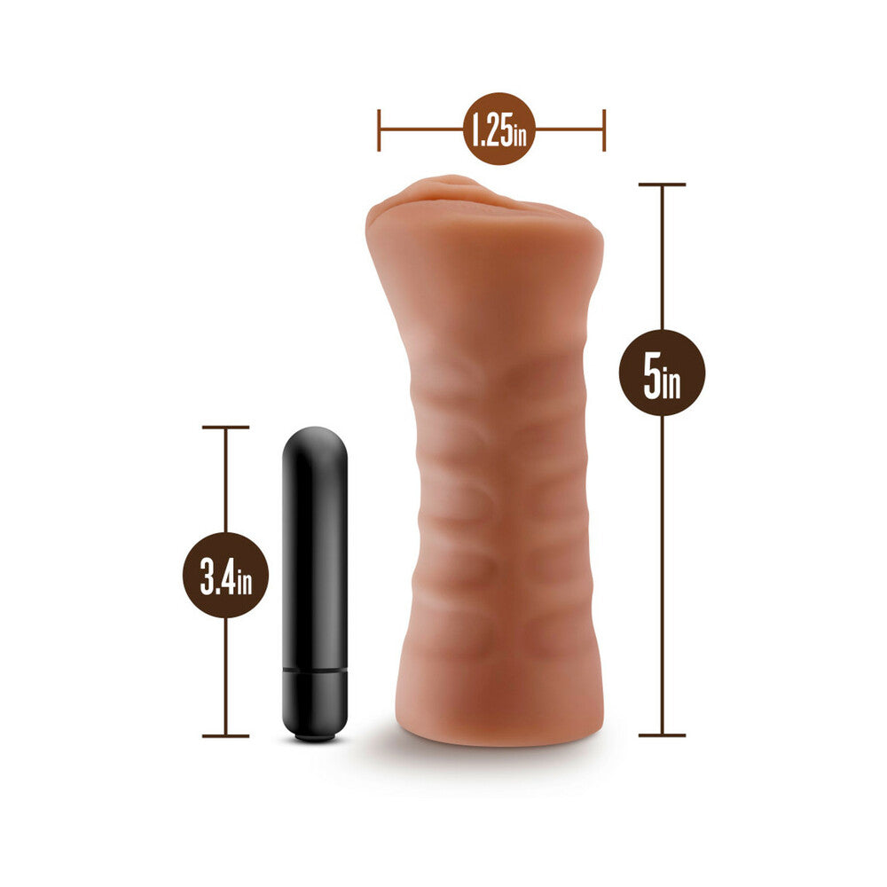 M for Men Julieta Vagina Stroker with Bullet Vibrator Tan - Fantasies Boutique