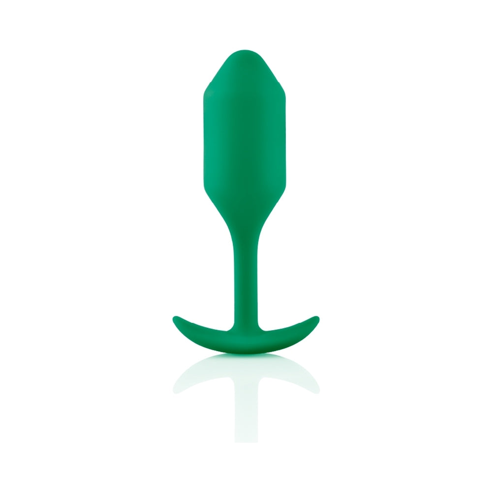 b-Vibe Snug Plug 2 Weighted Silicone Anal Plug Green - Fantasies Boutique