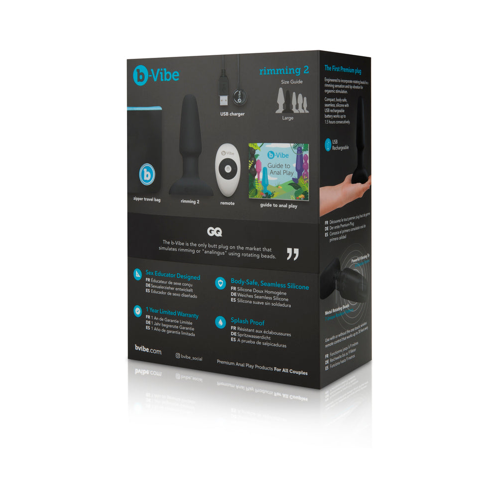 b-Vibe Rimming 2 Rotating and Vibrating Remote Control Plug Black - Fantasies Boutique