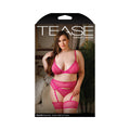 Tease Fallon Bralette, Garter Belt With Leg Garters & Panty Set Pnk 3X/4X - Fantasies Boutique