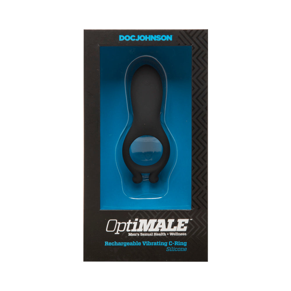 OptiMALE - Rechargeable Vibrating C-Ring Black - Fantasies Boutique