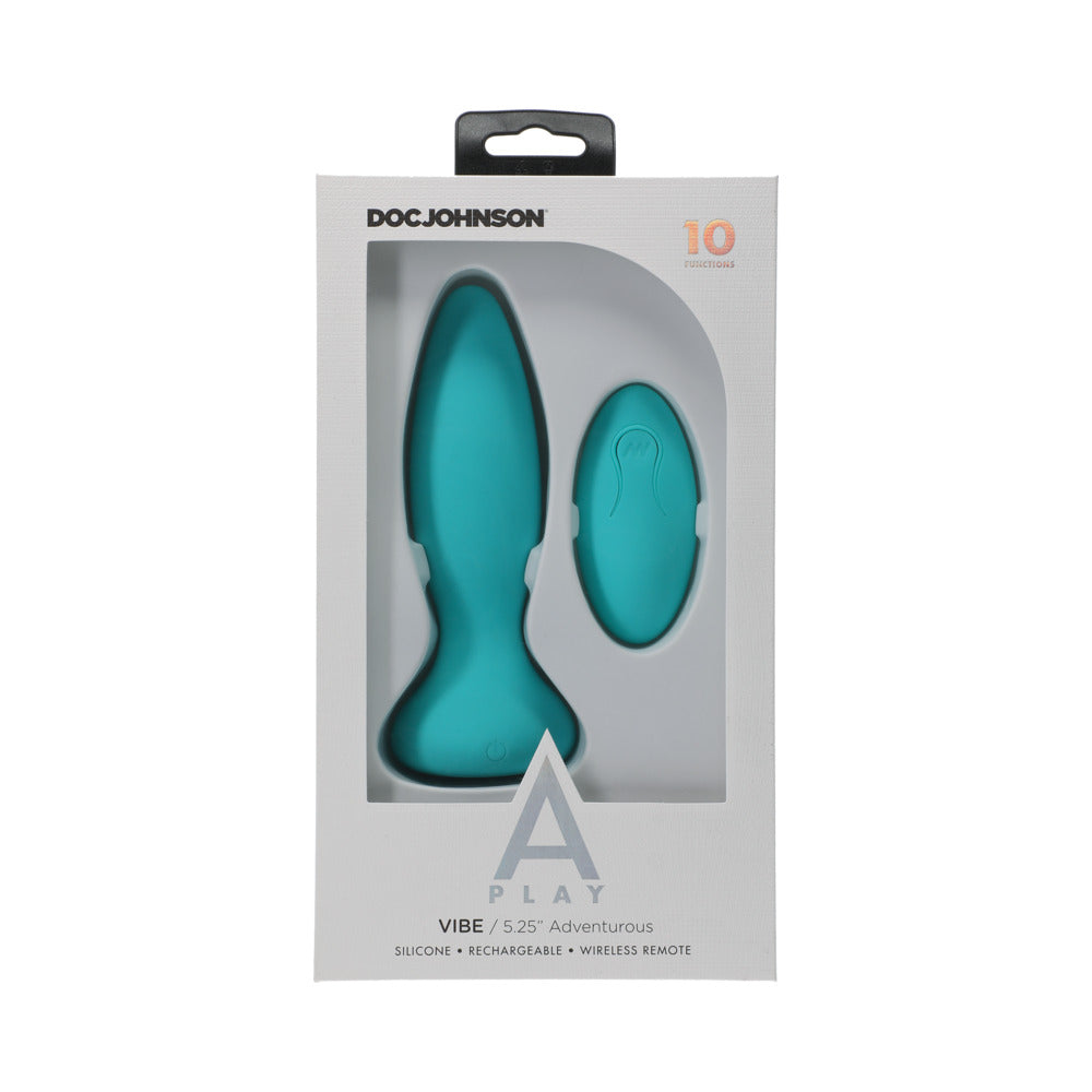 A-Play Vibe Adventurous Rechargeable Silicone Anal Plug with Remote Teal - Fantasies Boutique