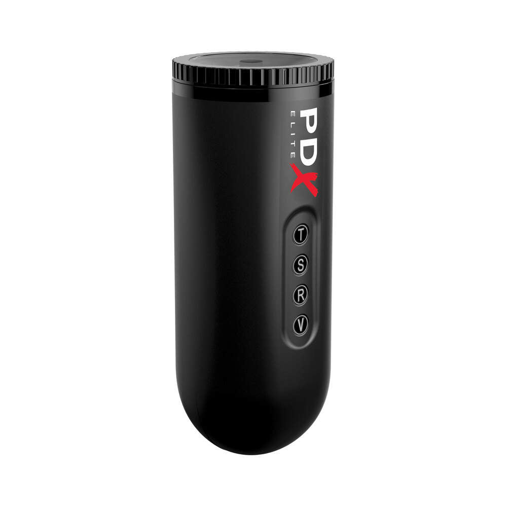 PDX Elite Moto Blower Rechargeable Thrusting Vibrating Suction Masturbator Clear/Black - Fantasies Boutique