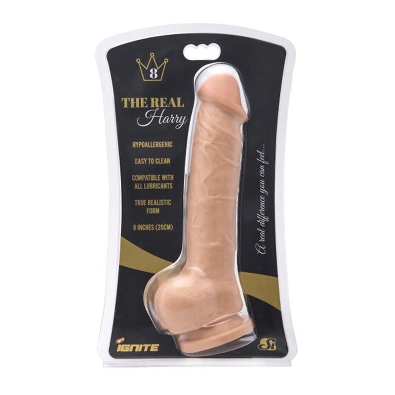 Si Ignite Real Harry Dildo With Balls and Suction Cup 8in Vanilla
