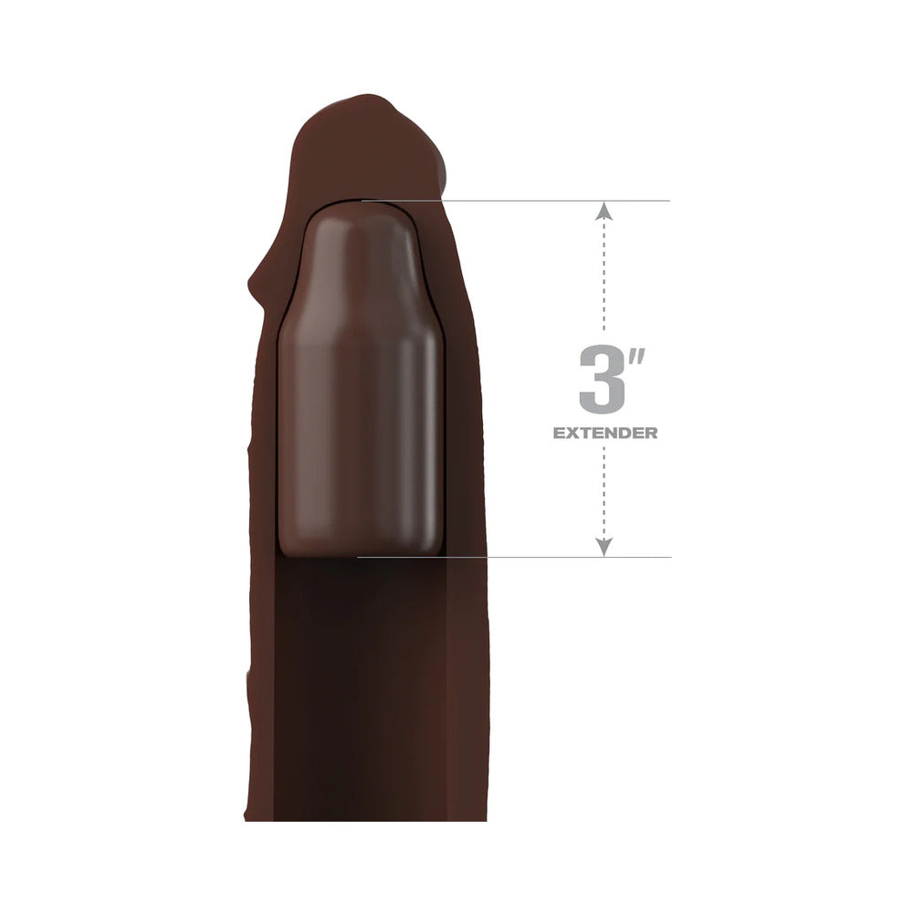 Fantasy X-tensions Elite 9 in. Silicone Mega Extension Sleeve with 3 in. Extender Brown - Fantasies Boutique