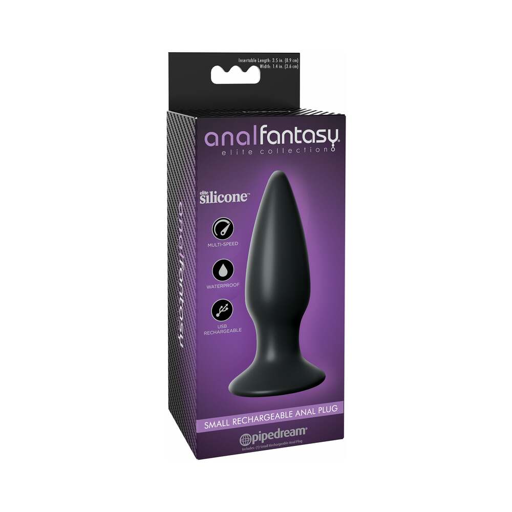 Pipedream Anal Fantasy Elite Collection Small Rechargeable Vibrating Silicone Anal Plug Black - Fantasies Boutique