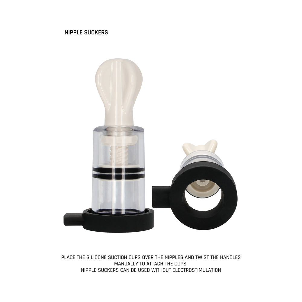 Shots ElectroShock Remote-Controlled E-Stimulation Nipple Suckers White - Fantasies Boutique