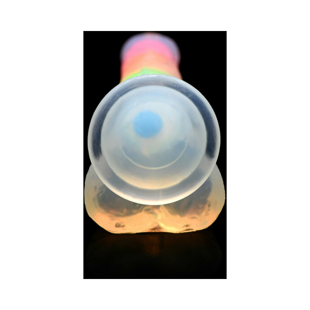 Lollicock Silicone Dildo with Balls 7 in. Rainbow Glow in the Dark - Fantasies Boutique