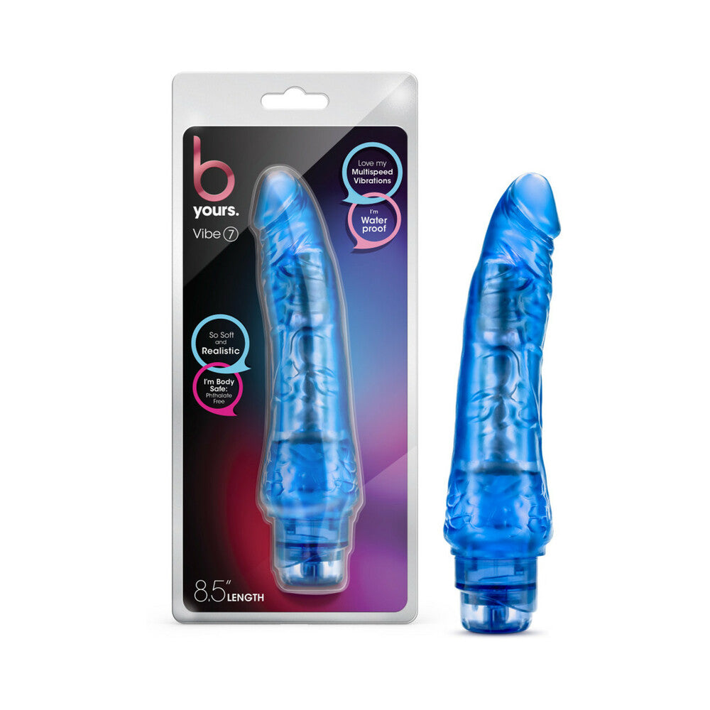 B Yours Vibe 7 Realistic 8.75 in. Vibrating Dildo Blue - Fantasies Boutique