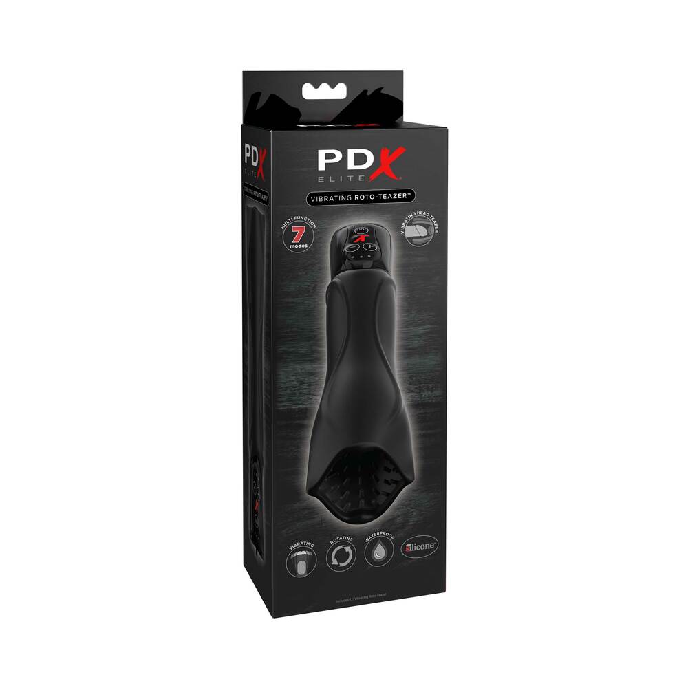 PDX Elite Vibrating Roto-Teazer Rotating Masturbator Black - Fantasies Boutique