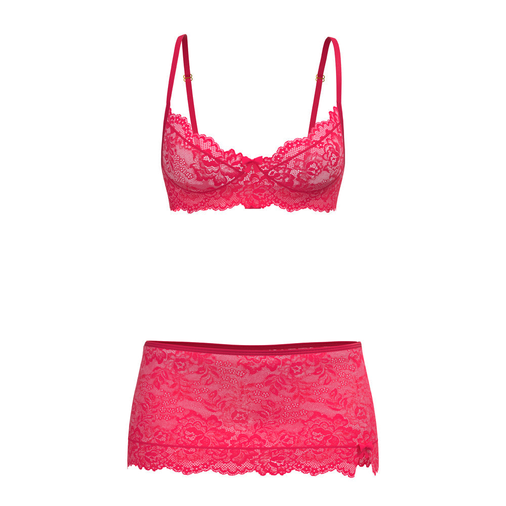 Magic Silk Get It Girl Bra, Skirt & Thong Set Diva Pink S/M