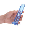RealRock Crystal Clear Straight 6 in. Dildo Without Balls Blue - Fantasies Boutique