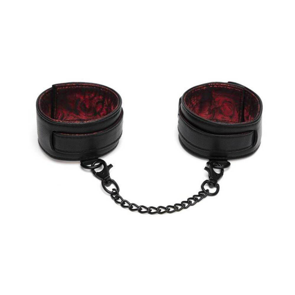 Fifty Shades of Grey Sweet Anticipation Faux Leather Adjustable Reversible Ankle Cuffs Red/Black - Fantasies Boutique