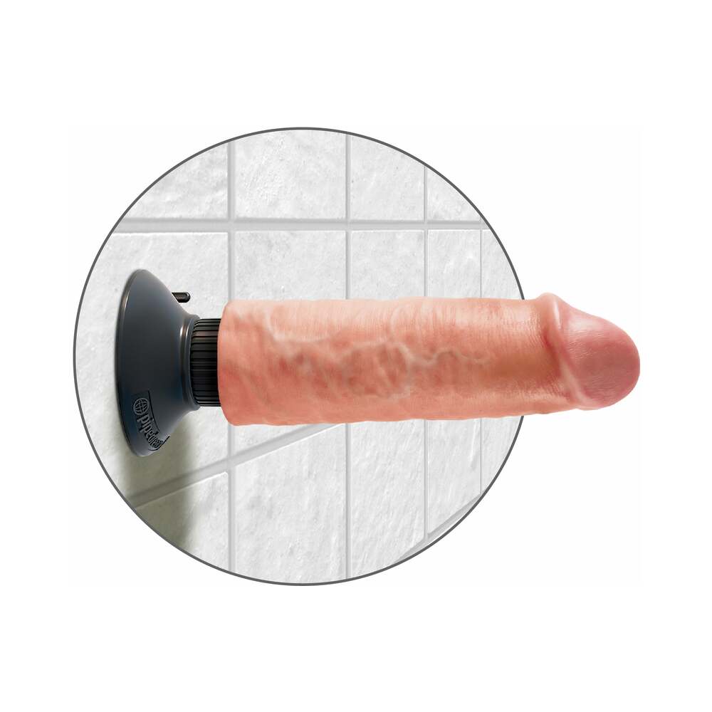 King Cock 6 in. Vibrating Cock Poseable Dildo With Suction Cup Beige - Fantasies Boutique