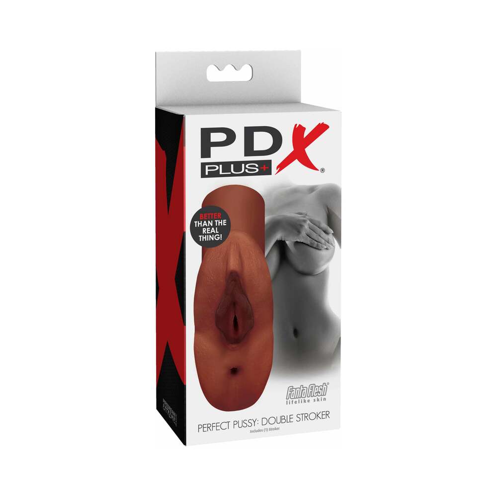 PDX Plus Perfect Pussy Double Stroker Brown - Fantasies Boutique