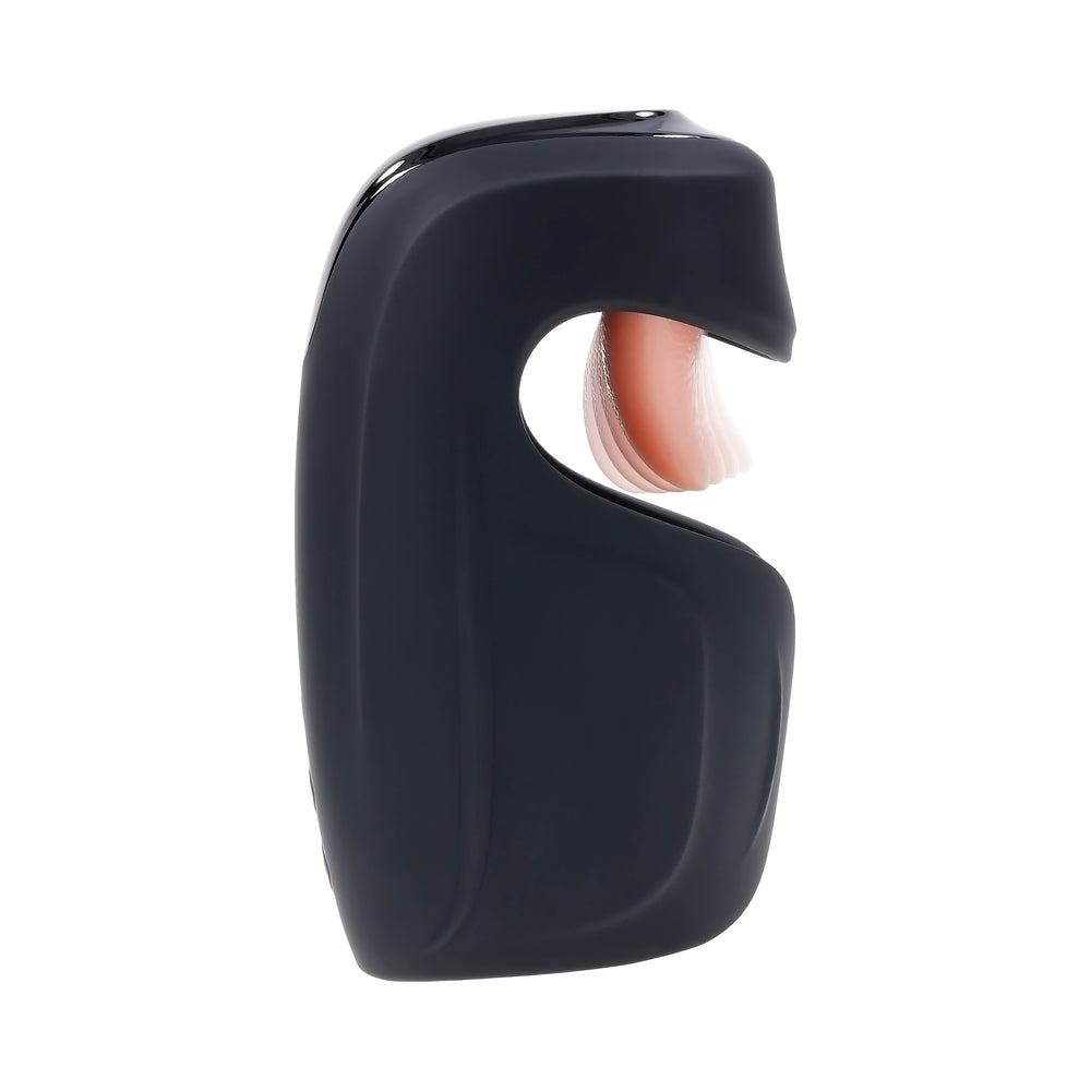 Zero Tolerance Lick The Tip Rechargeable Vibrating Thumping Stroker Silicone Black - Fantasies Boutique