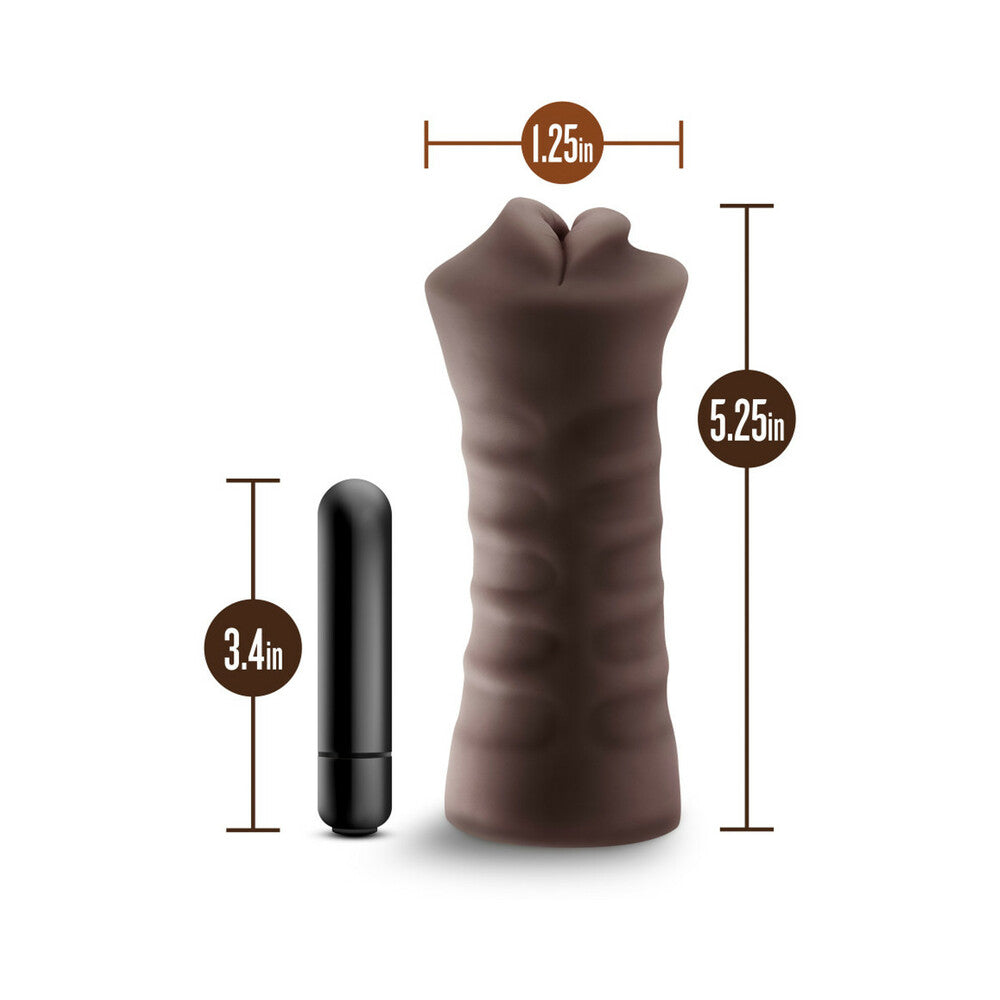 Hot Chocolate Heather Oral Stroker with Bullet Vibrator Brown - Fantasies Boutique