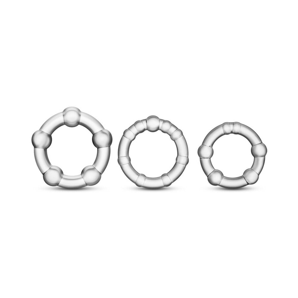 Blush Stay Hard Beaded Cockrings 3-Piece Set Clear - Fantasies Boutique