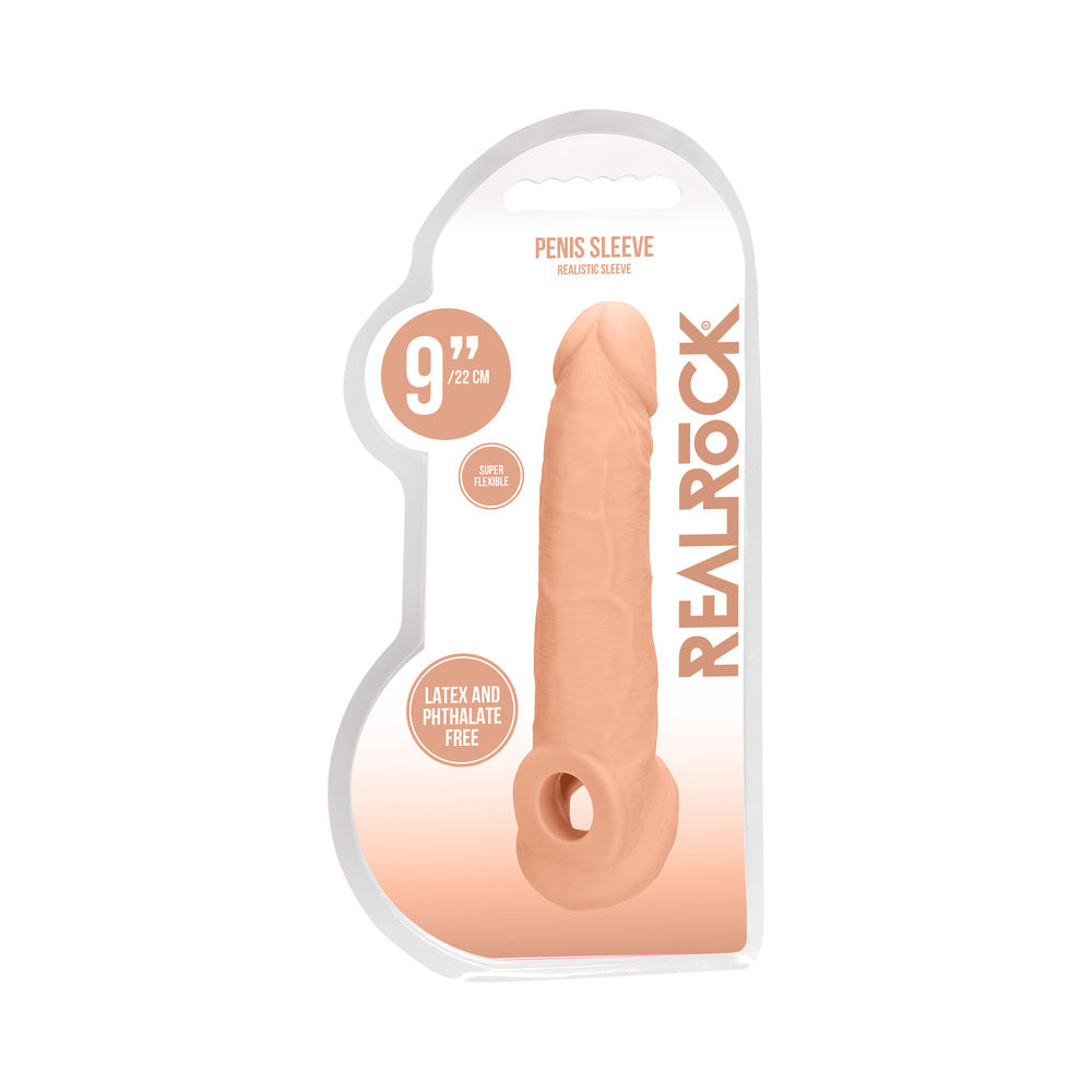 RealRock Realistic 9 in. Penis Sleeve Extender Sling Beige - Fantasies Boutique