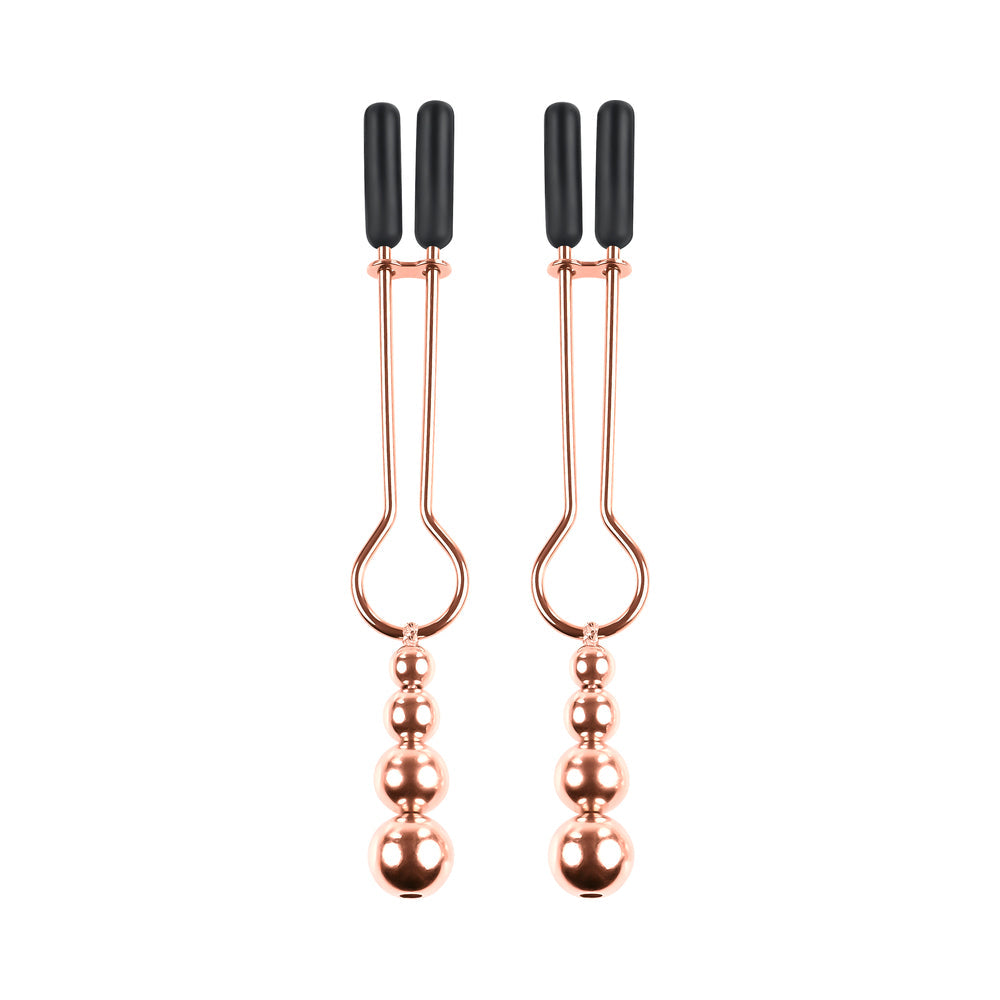 Selopa Beaded Nipple Clamps Stainless Steel Rose Gold - Fantasies Boutique