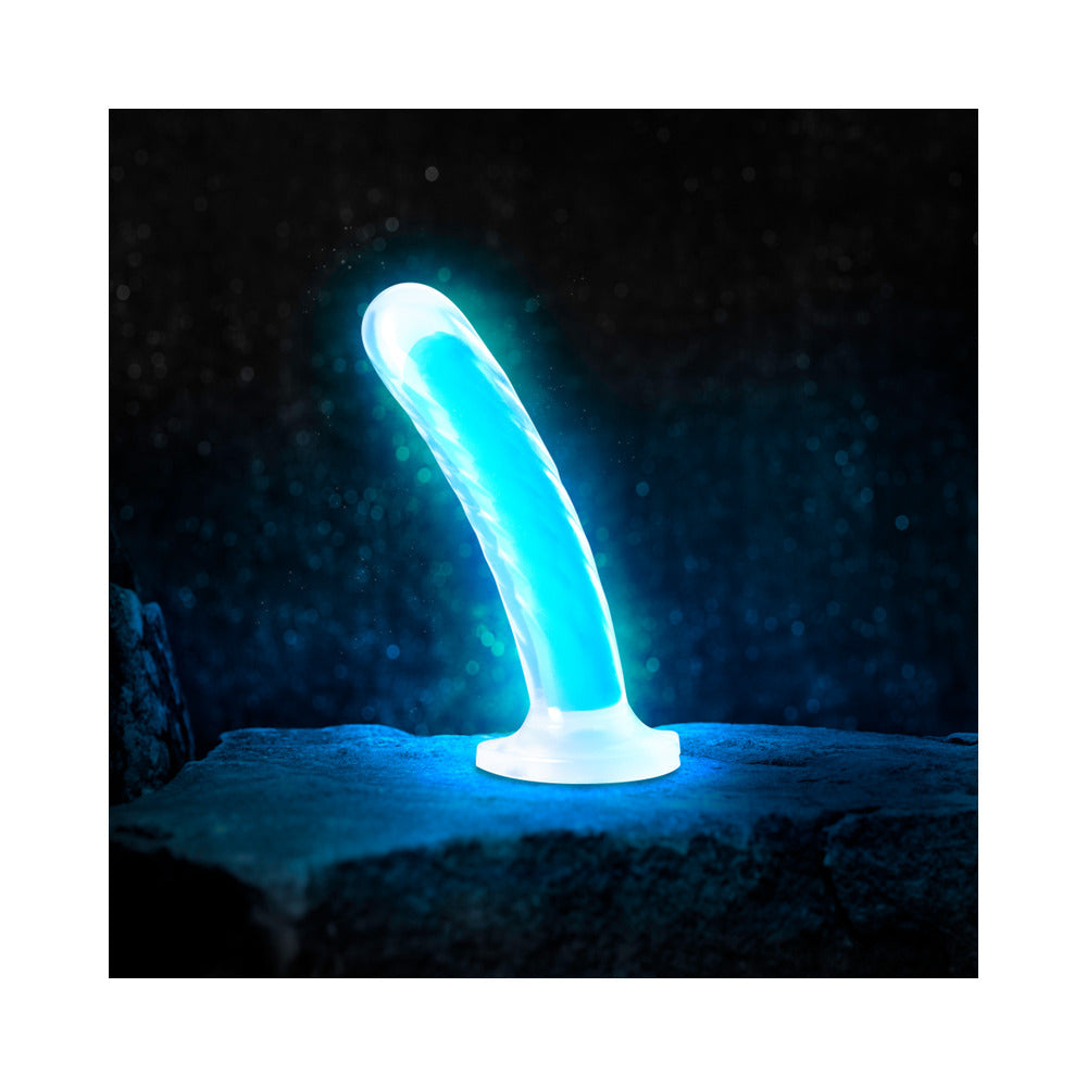 Neo Elite Glow in the Dark Tao 7 in. Dual-Density Dildo Neon Blue - Fantasies Boutique