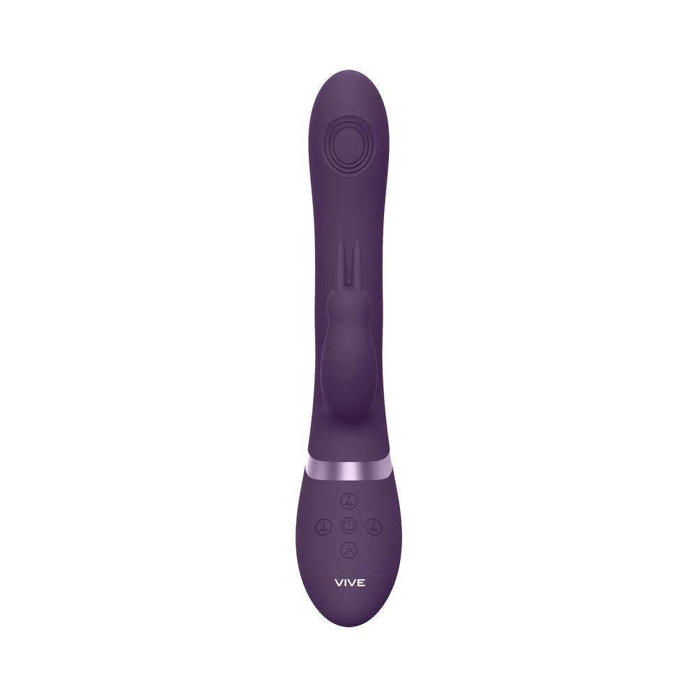 VIVE RINI Rechargeable Triple-Motor Pulse-Wave Dual Entry Silicone Rabbit Vibrator Purple - Fantasies Boutique