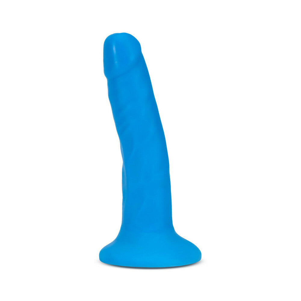 Blush Neo Elite 6 in. Silicone Dual Density Dildo with Suction Cup Neon Blue - Fantasies Boutique