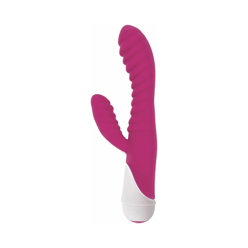 Curve Toys Gossip Celia Waterproof Ribbed Silicone Flexible Dual Stimulation Vibrator Magenta - Fantasies Boutique