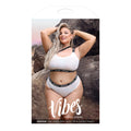Fantasy Lingerie Vibes Drippin' Iridescent Strappy One-Shoulder Top & Panty Pearl White Queen - Fantasies Boutique