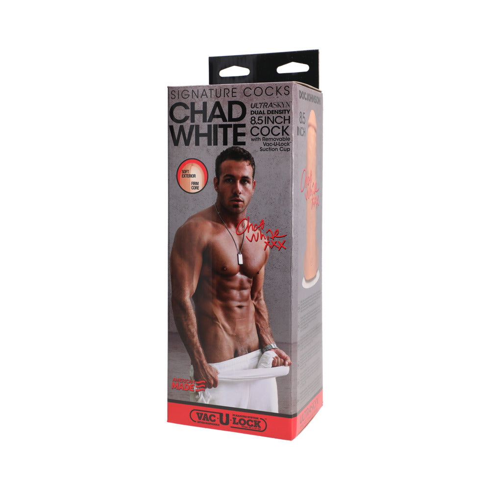 Signature Cocks - Chad White 8.5 Inch ULTRASKYN Cock with Removable Vac-U-Lock Suction Cup Vanilla - Fantasies Boutique