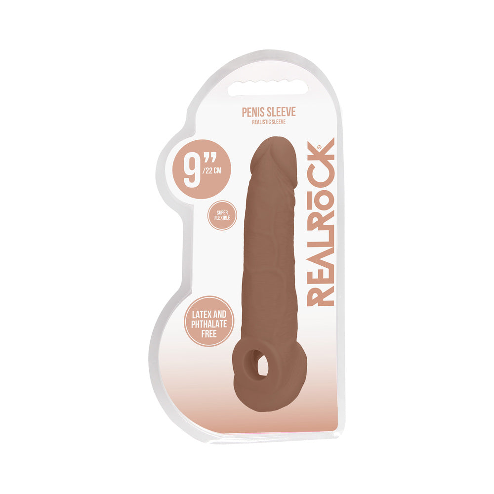RealRock Realistic 9 in. Penis Sleeve Extender Sling Tan - Fantasies Boutique
