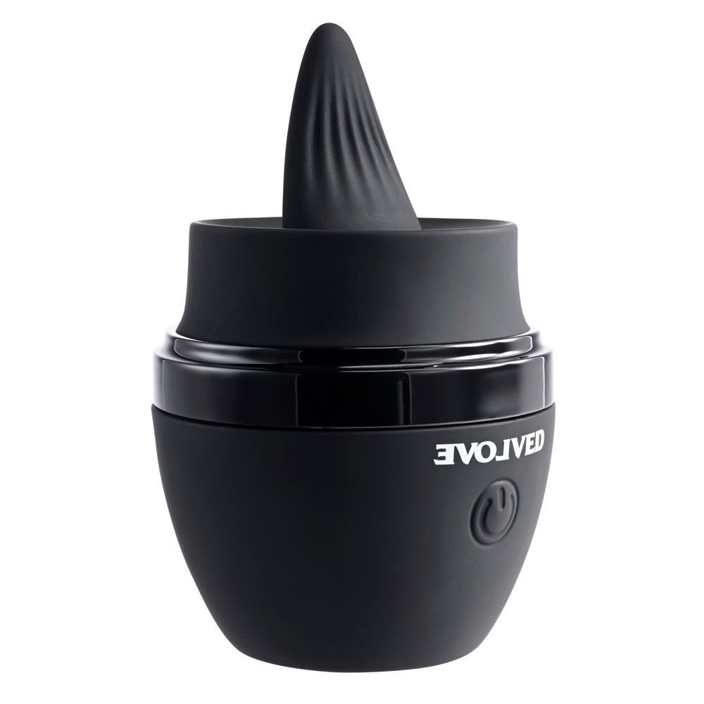 Evolved Tongue Tied Rechargeable Flicking Silicone Tongue Vibrator Black - Fantasies Boutique