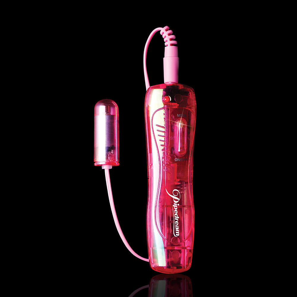 Pipedream Icicles No. 4 Remote-Controlled Vibrating Ribbed 7 in. Glass G-Spot Dildo Pink/Clear - Fantasies Boutique