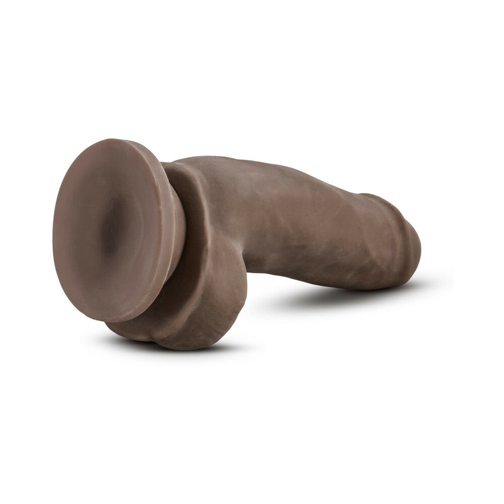 Blush Au Naturel 7 in. Fat Boy Posable Dual Density Dildo with Balls & Suction Cup Brown - Fantasies Boutique