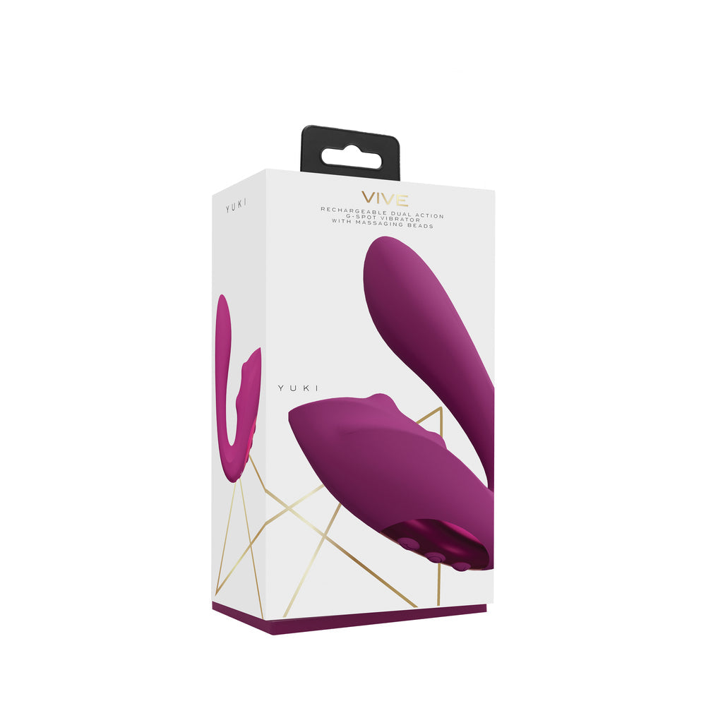 VIVE YUKI Rechargeable Dual Motor G-Spot Vibrator with Massaging Beads Pink - Fantasies Boutique