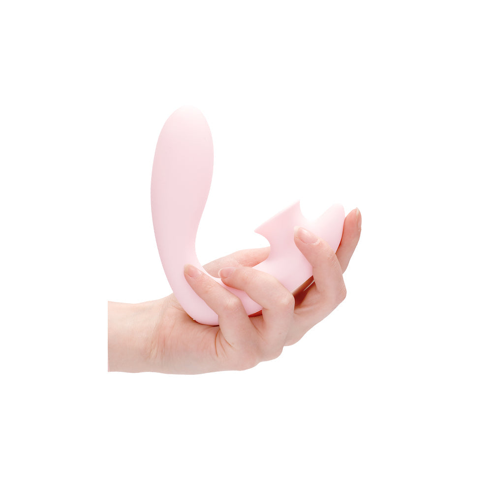 Shots Irresistible Desirable Rechargeable Silicone Soft Pressure Air Wave Dual Stimulator Pink - Fantasies Boutique
