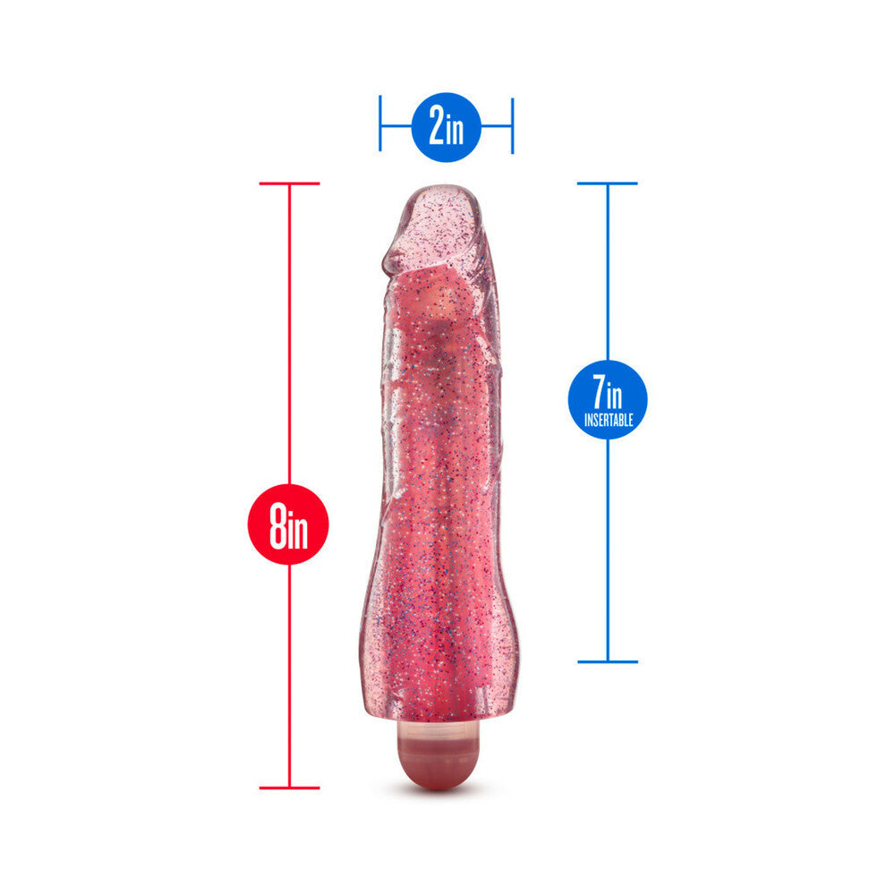 Blush Glow Dicks Molly Color Changing 8 in. Vibrating Dildo Glitter Pink - Fantasies Boutique