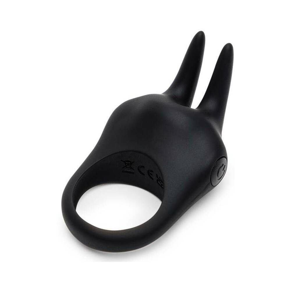 Fifty Shades of Grey Sensation Rechargeable Silicone Vibrating Rabbit Love Ring Black - Fantasies Boutique