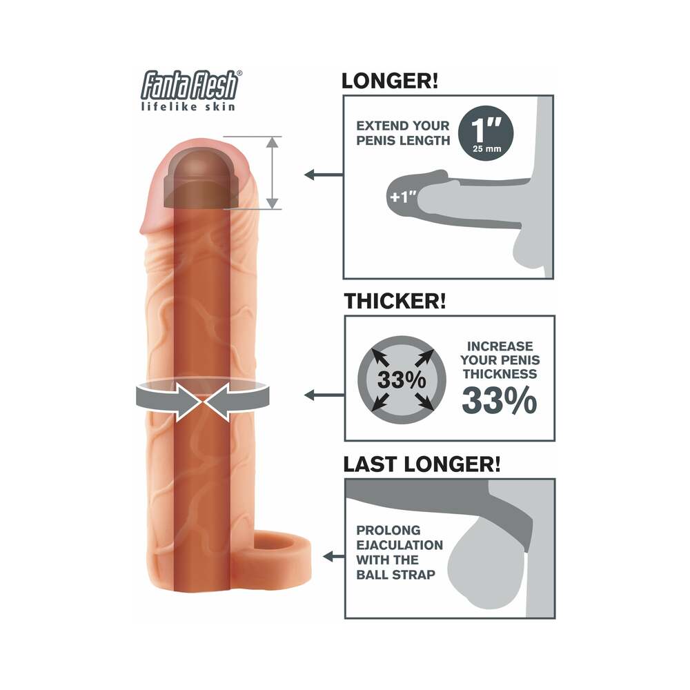 Fantasy X-tensions Perfect 1 in. Extension With Ball Strap Beige - Fantasies Boutique