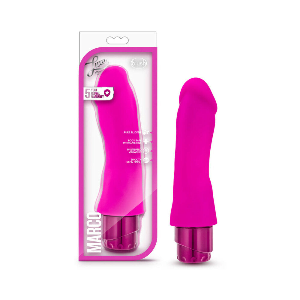 Luxe Marco 7.75 in. Silicone Vibrating Dildo Pink - Fantasies Boutique