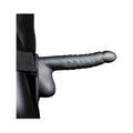 Ouch! Ribbed 8 in. Hollow Strap-On with Balls Gunmetal