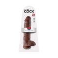 King Cock 11 in. Cock With Balls Realistic Suction Cup Dildo Brown - Fantasies Boutique