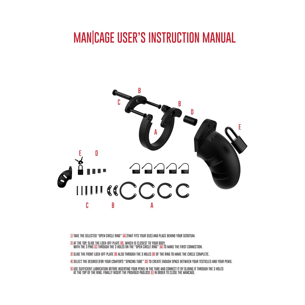 Shots ManCage Model 20 Adjustable 3.5 in. Silicone Chastity Cock Cage Black - Fantasies Boutique