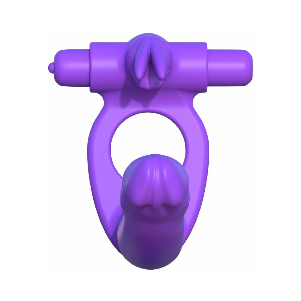 Fantasy C-Ringz Double Penetrator Vibrating Rabbit Dual Entry Cockring Purple - Fantasies Boutique